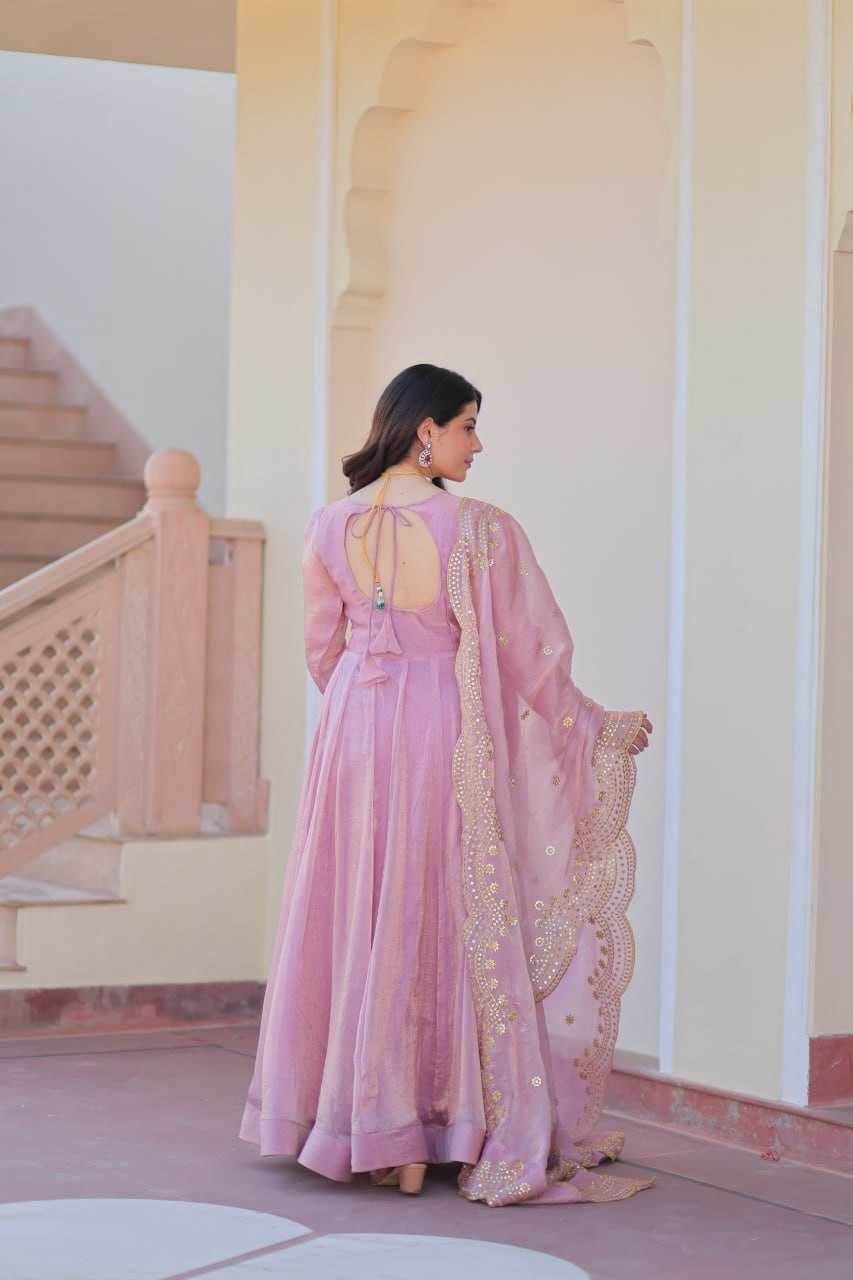 Chiffon Full Sleeve Gown With Dupatta - MYLUXURY LANE ENTERPRISE